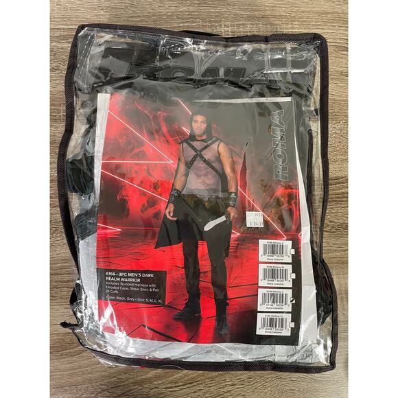 ROMA Men’s Warrior Costume 6166 Small Black Grey Mesh Dark Realm Warrior - Picture 3 of 15